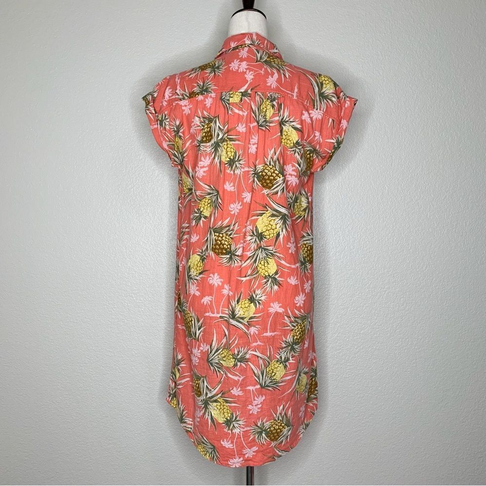 NWOT Old Navy Linen Blend Pineapple Print Summer Shift Shirt Dress, Sz Small - Picture 7 of 12